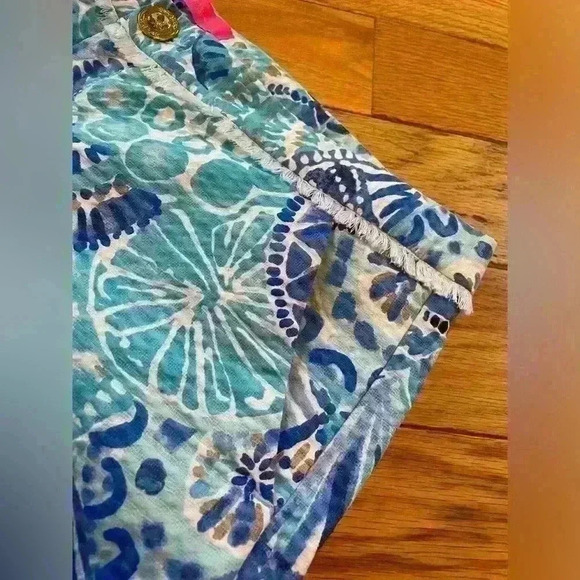 Lilly Pulitzer Adie Shorts Half Shell Turquoise/Blue 100% Cotton Women’s Size 6 - Picture 5 of 12